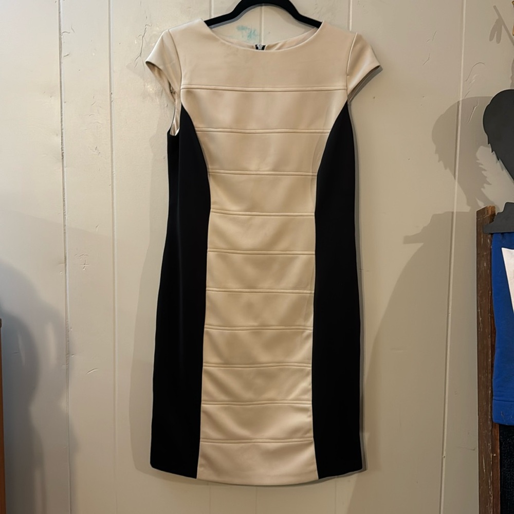 Sandra Darren dress black and tan
